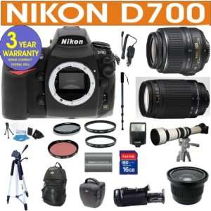 D700 Digital Camera + Nikon 18 55mm VR Lens + Nikon 70 300mm Zoom Lens 