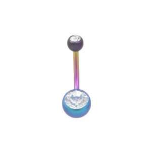    Belly Button Ring Titanium with Double Jewel   T80 M Jewelry