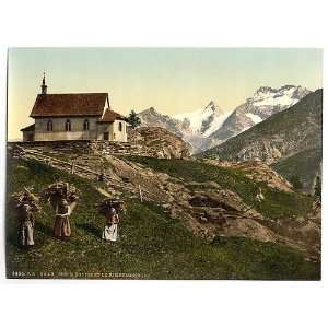  Saas Fee,church,Rimpfischhorn,Valais,Alps,Switzerland 