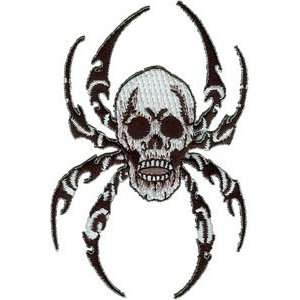  Black Widow Spider Skull Embroidered Iron On Biker Patch 