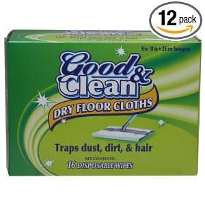  Good & Clean Dry Floor Wipe, 16 Count Packages (Pack of 12 