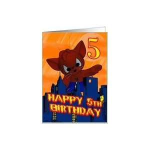  5th Birthday Spider Cat, Fifth Birthday Card Card Toys 