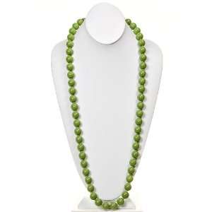  Fashion Jewelry ~ Green Glass Pearl Necklace 54 Inch 