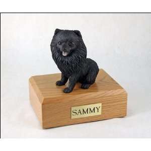  1304 Pomeranian, Black Dog Cremation Urn