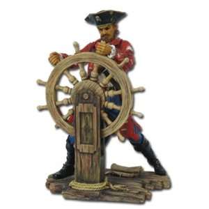  Pirate Captain at Ships Wheel Statue Figurine New Gift 