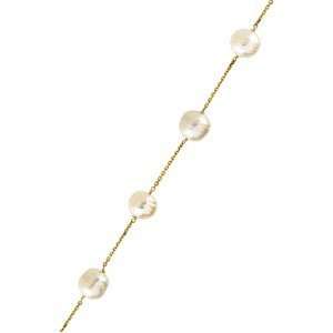  65769 14Kw Gold 18 09 11Mm White Freshwater Circle Pearl 
