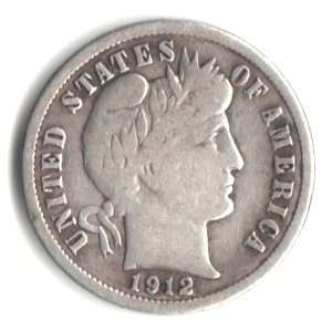  1912 D U.S. Liberty Head (Barber) Dime Coin   90% Silver 