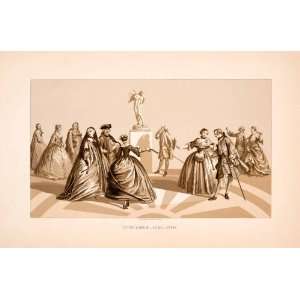 com 1876 Chromolithograph Costume Fashion Pannier Dress 18th Century 