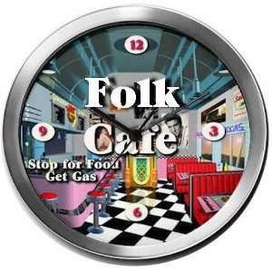  FOLK 14 Inch Cafe Metal Clock Quartz Movement Kitchen 