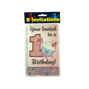  1st Birthday Cupcake Invitations   Pack of 72