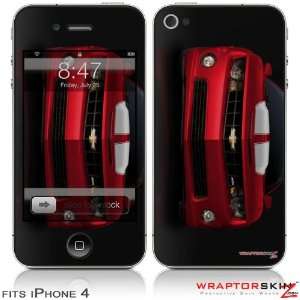 iPhone 4 Skin   2010 Chevy Camaro Jeweled Red   White Stripes on Black 