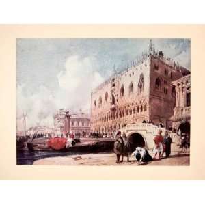1929 Print Doges Palace Venice Italy Cityscape Street Richard Parkes 