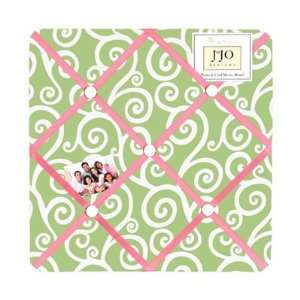    Pink and Green Olivia Fabric Memory/Memo Photo Bulletin Board Baby