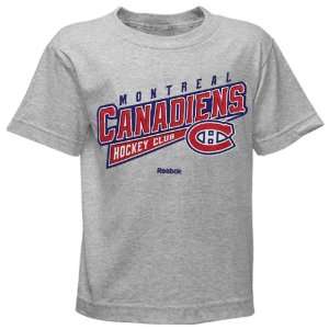  Reebok Montreal Canadiens Youth Hockey Sweep T Shirt   Ash 