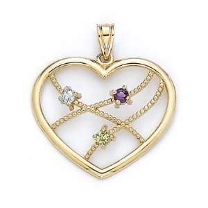  14k Tricolor 3mm Tricolor Heart Pendant   JewelryWeb 
