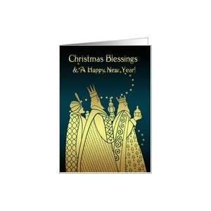  Christmas Blessings   Three Wise Men   Gold Effect Card 