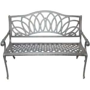   Cast Aluminum Daffodil Garden Bench, Aged Iron Patio, Lawn & Garden