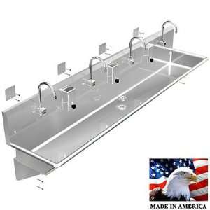 HAND SINK 4 USERS MULTISTATION 96 WASH UP ELECTRONIC FAUCET STAINLESS 
