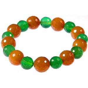  Faceted Green Onyx and Yellow Aventurine Stretch Bracelet 