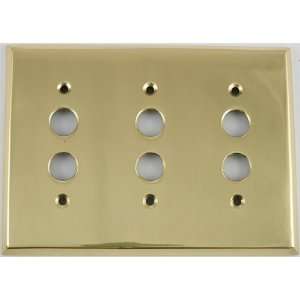   Accents 3 Gang Polished Brass Push Button Light Switch Wall Plate