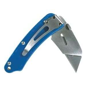   Rubber Grip Folding Util Knife w/BeltClip Blue 3.73