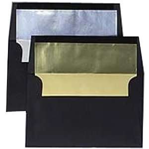  A8 (5 1/2 x 8 1/8) Black Linen Gold Foiled Envelope   25 