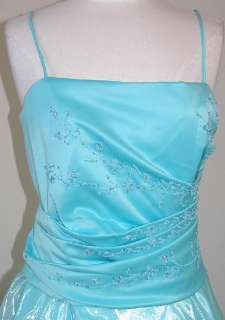   Formal Ball Gown Dress Party Gala Prom Evening Aqua XS 3/4 NEW  