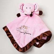   Loves Me Pink Brown Elephant Rattle Security Blanket Lovey NEW  