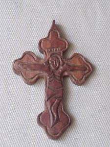 Orthodox crucifix Christian wooden hand made vintage  