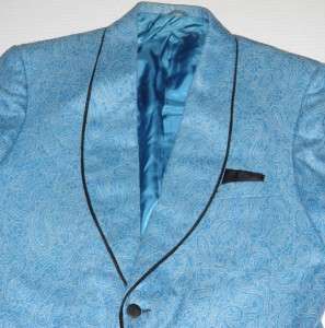 Vintage 60s Blue Readgate Brocade Wool Smokers Jacket  