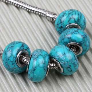 Howlite Turquoise European Beads For Bracelet Ca004  