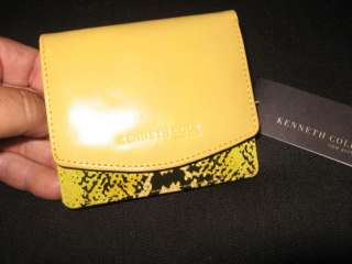 Kenneth Cole NY Yellow Snakeskin Credit Card Wallet  