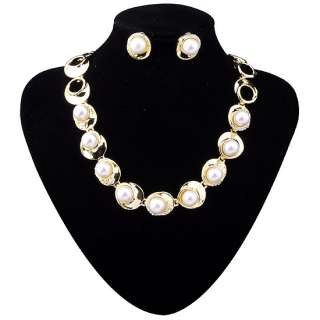 Fashion Jewelry Set,AA Simulated Pearl Frontal Necklace Earring 