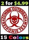 Zombie Outbreak Response Team Vinyl Sticker Decals