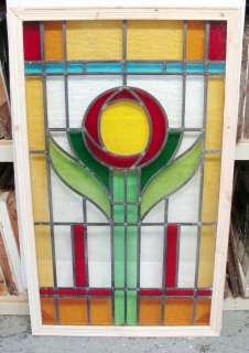 Very Large Antique Stained Glass Window ~ Arts & Crafts  