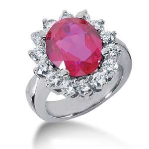  7.4 Ct Diamond Ruby Ring Engagement Oval Cut Prong Fashion 