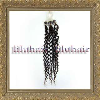 20REMY loop/micro ring curly hair extensions #02,100s/pack  