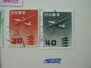 JAPAN ASIA Asian Japanese AIRCRAFT STAMPS Page from Old Collection LOT 