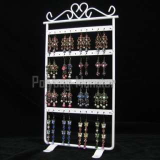 White 48 Earring Metal Display Stand Jewellery Holder  