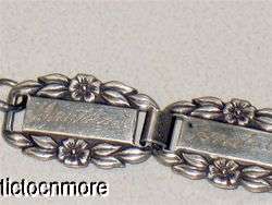 US WWII ARMY SOLDIER STERLING 925 FORGET ME NOT SWEETHEART BRACELET 