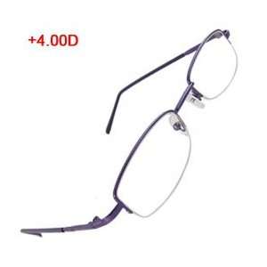   Pad Half Rim Purple +4.00D Reading Glasses