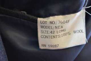 42R Mens Navy Blue 100% Wool Flannel 3 Piece Vest Suit  