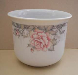 Japan Cache Pot Planter Pink Peony Flower Porcelain FAB  