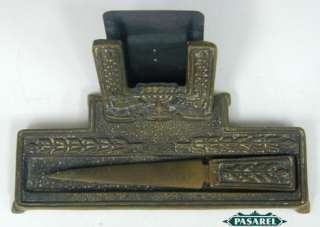 Nordia Heavy Brass Letter Opener Desk Set Israel C1950  