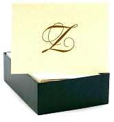 Product Image. Title Engraved Gold Initial Z Ecru Boxed Card set of 