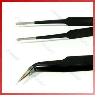 Nail Art Watch Craft Curved Straight Tweezers Tool  