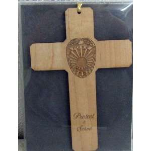    J and J woodshop 3565 Wooden Police Wall Cross 