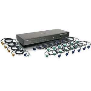  16 Port KVM Switch with USB and PS/2 Cables (taa) Includes 