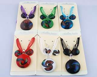 14352 6sets Round MURANO Foil Glass Necklace Earrings  