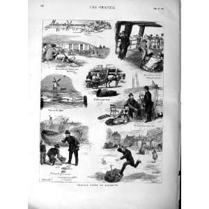  1877 Yarmouth England Policeman Beach Holidays Print